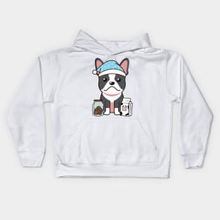 Funny french bulldog is having a midnight snack Kids Hoodie